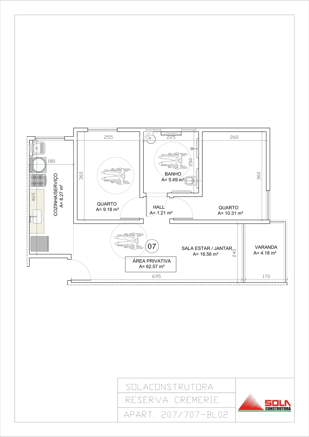 Planta tipo — 62,57 m²