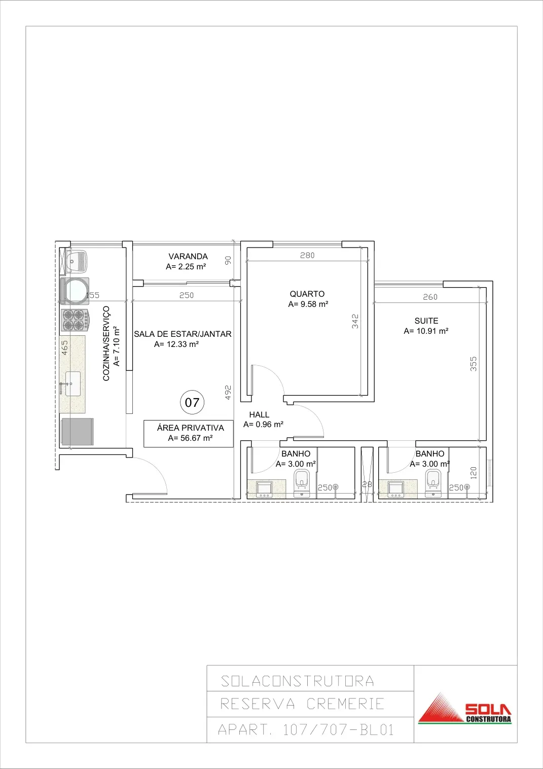 Planta tipo — 56,67 m²
