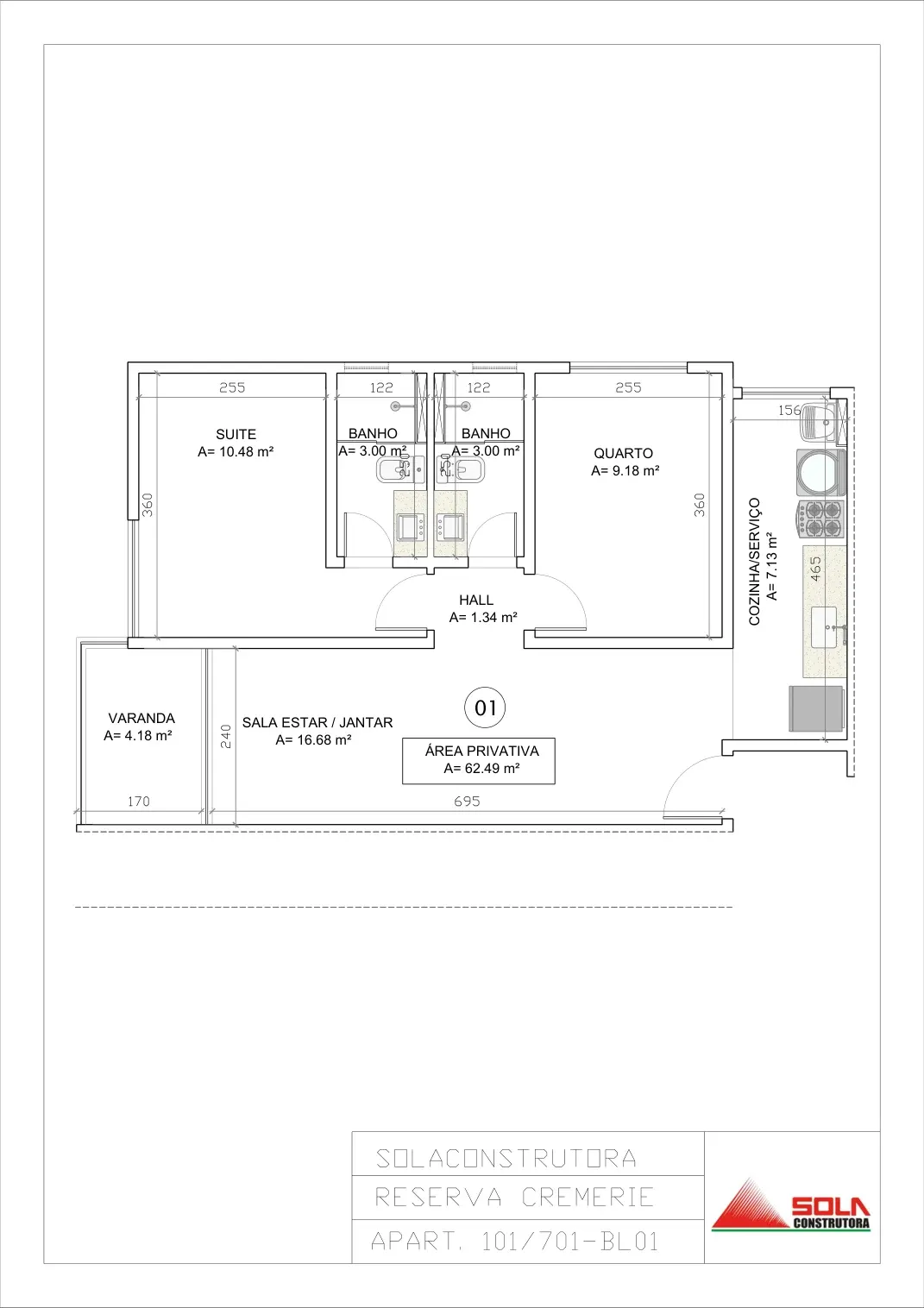Planta tipo — 62,49 m²